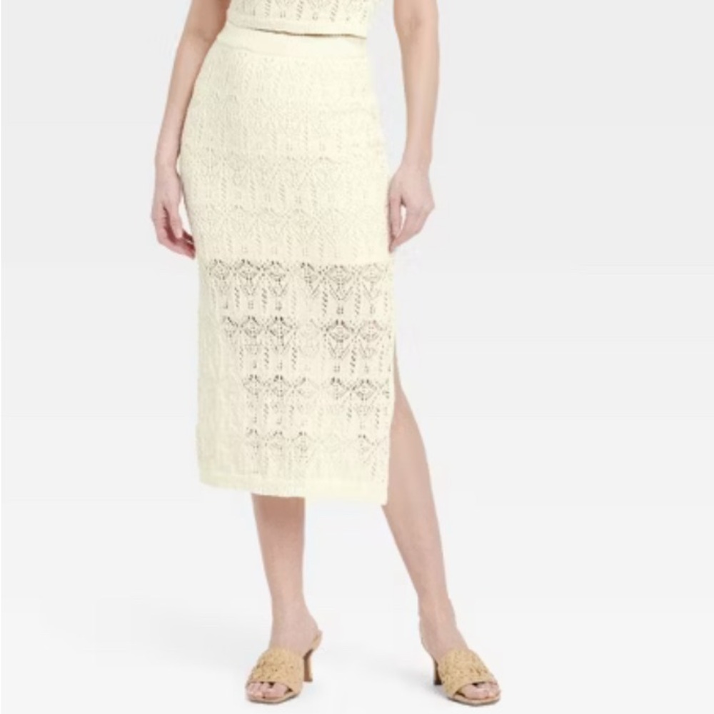 Plus size A New Day Elegant Knit Cream Lace Midi Skirt size 2X. New with tags.